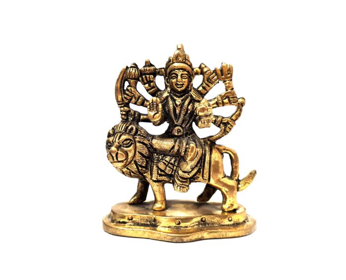 deusa Durga 9cm maciça de metal feita na Índia