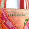 Bolsa Tote Indiana Banjara Patchwork Vintage Bordada à Mão Laranja