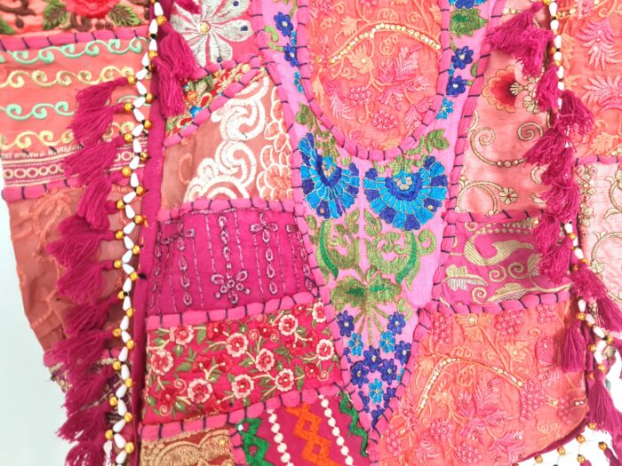 Bolsa Tote Indiana Banjara Patchwork Vintage Bordada à Mão Rosa