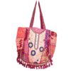 Bolsa Tote Indiana Banjara Patchwork Vintage Bordada à Mão Rosa