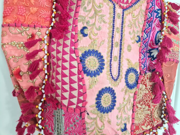 Bolsa Tote Indiana Banjara Patchwork Vintage Bordada à Mão Rosa