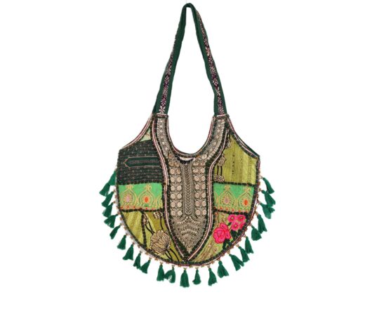Bolsa Indiana Banjara Hobo Patchwork Verde Esmeralda