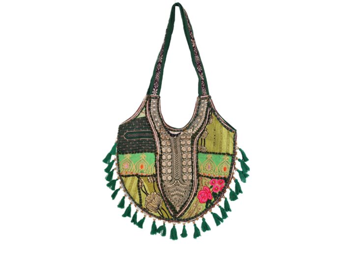 Bolsa Indiana Banjara Hobo Patchwork Verde Esmeralda
