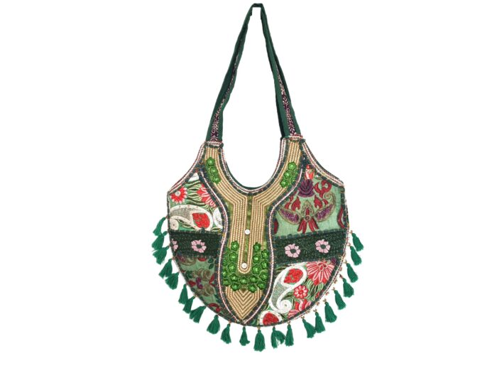 Bolsa Indiana Banjara Hobo Patchwork Verde Esmeralda