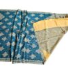 Lenço indiano dupla face clássico estampa florais e arabescos Azul Teal e creme