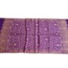 Lenço indiano dupla face clássico estampa florais e arabescos roxo e creme