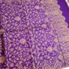 Lenço indiano dupla face clássico estampa florais e arabescos roxo e creme