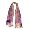 echarpe luxuosa indiana roxa e creme de arabescos dupla face estampa paisley