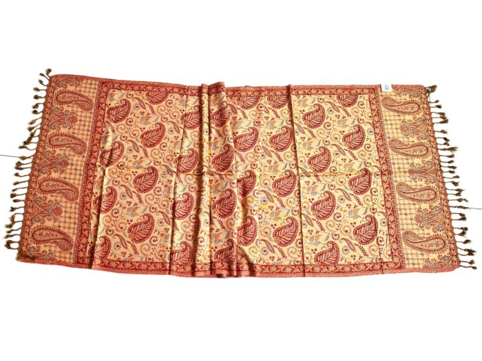Lenço indiano dupla face clássico estampa florais e paisleys creme e ferrugem