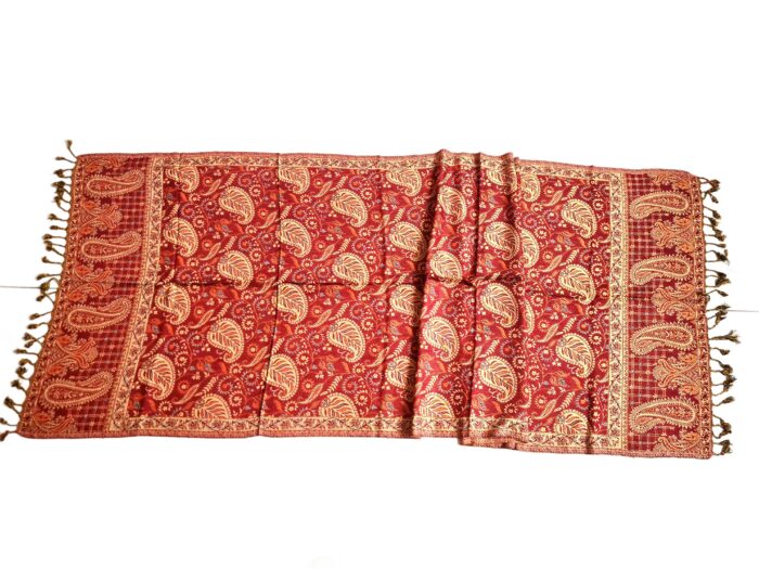 Lenço indiano dupla face clássico estampa florais e paisleys creme e ferrugem