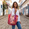 Bolsa Tote Indiana Banjara Patchwork Vintage Bordada à Mão Rosa