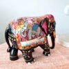 Elefante indiano de madeira artesanal pintura clássica a mão 16cm