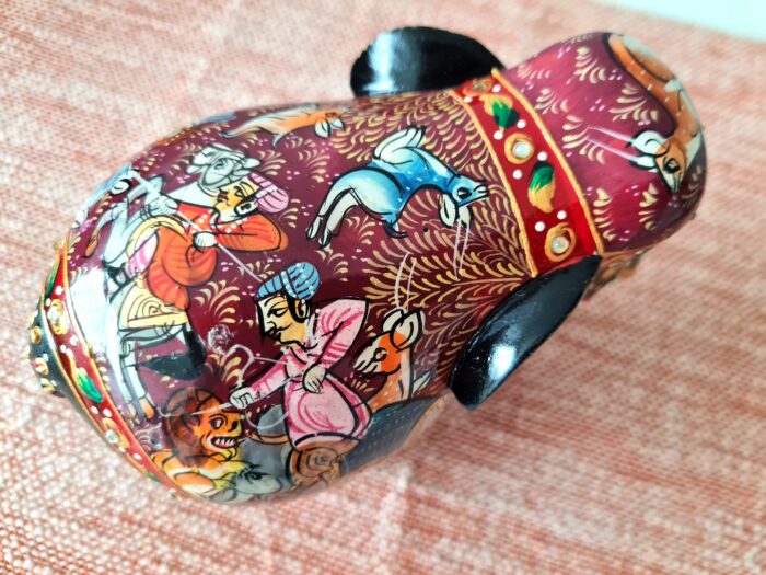 Elefante indiano de madeira artesanal pintura clássica a mão 16cm