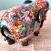 Elefante indiano de madeira artesanal pintura clássica a mão 16cm