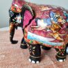 Elefante indiano de madeira artesanal pintura clássica a mão 16cm