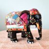 Elefante indiano de madeira artesanal pintura clássica a mão 16cm