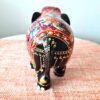 Elefante indiano de madeira artesanal pintura clássica a mão 16cm