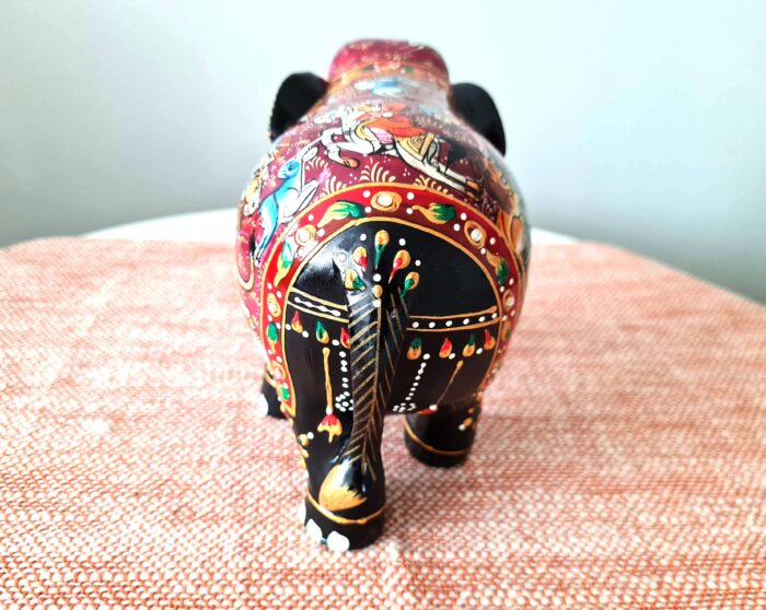 Elefante indiano de madeira artesanal pintura clássica a mão 16cm