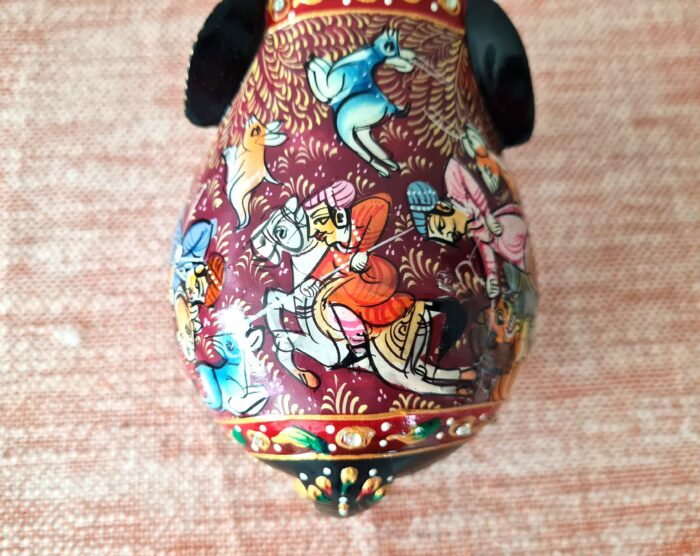 Elefante indiano de madeira artesanal pintura clássica a mão 16cm