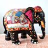 Elefante indiano de madeira artesanal pintura clássica a mão 16cm