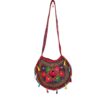 Bolsa Indiana tiracolo étnica floral com alça longa vermelha