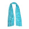 Pashimina indiana de cashmere com padrão geométrico adamascado azul