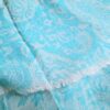 Pashmina indiana de Cashmere azul paisleys adamascado