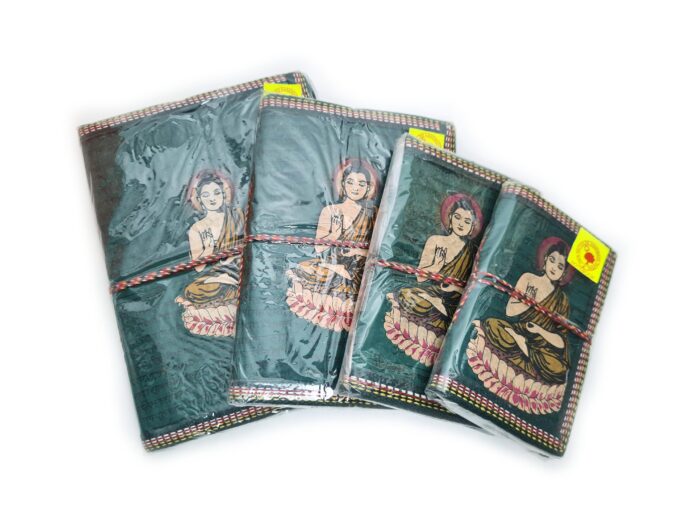 Cadernos indianos artesanais pintados a mão Buda verde