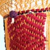 20260920_143815 Lanterna Akash Kandil em macramê para Diwali mostarda e vermelho com rudrakshas 65cm