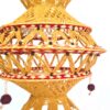 Lanterna Akash Kandil em macramê para Diwali mostarda e vinho com rudrakshas 57cm