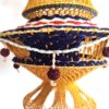 20260920_144521 Lanterna Akash Kandil em macramê para Diwali mostarda e color com rudrakshas 58cm
