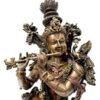 Estátua de Krishna tocando flauta acabamento premium Veronese Design 36cm