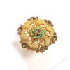 Anel indiano de festa dourado e verde design flor com pedras âmbar