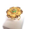 Anel indiano de festa dourado e verde design flor com pedras âmbar