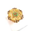 anel dourado indiano verde e pedras âmbar design flor