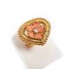 anel dourado com rosa e pedra de strass para festas