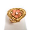 Anel indiano de festa dourado e rosa design flor com strass