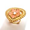 Anel indiano de festa dourado e rosa design flor com strass