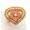 Anel indiano de festa dourado e rosa design flor com strass