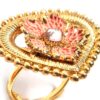 Anel indiano de festa dourado e rosa design flor com strass