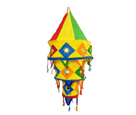 Lanterna Indiana Diwali (Akash Kandil) com espelhos e tassels colorido