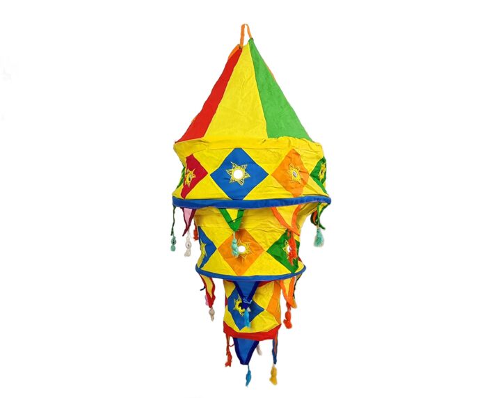 Lanterna Indiana Diwali (Akash Kandil) com espelhos e tassels colorido