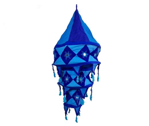 Lanterna Indiana Diwali (Akash Kandil) com espelhos e tassels azul