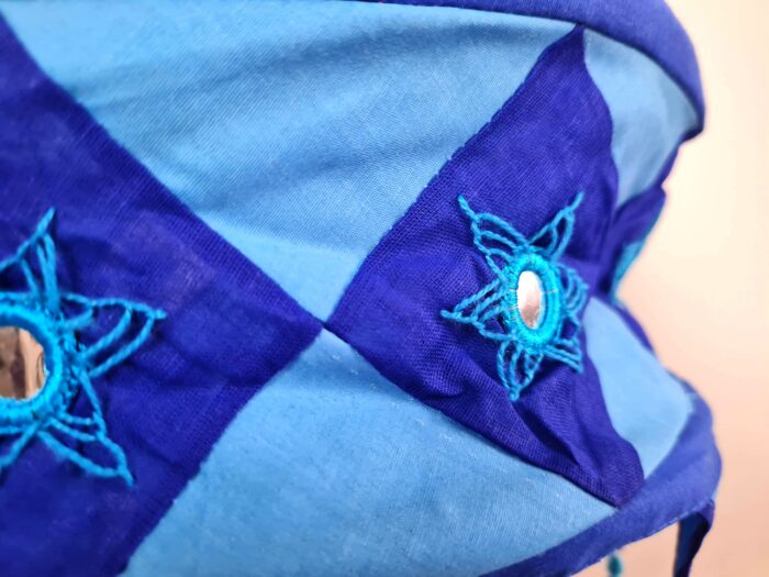 Lanterna Indiana Diwali (Akash Kandil) com espelhos e tassels azul