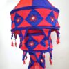 Lanterna Indiana Diwali (Akash Kandil) com espelhos e tassels azul e vermelho