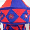 Lanterna Indiana Diwali (Akash Kandil) com espelhos e tassels azul e vermelho