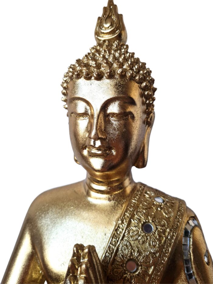 Estátua de Buda tailandês pintura especial dourada com espelhos 36cm