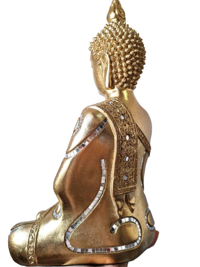 Estátua de Buda tailandês pintura especial dourada com espelhos 36cm