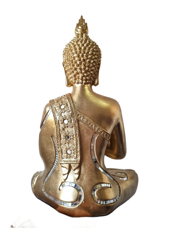 Estátua de Buda tailandês pintura especial dourada com espelhos 36cm