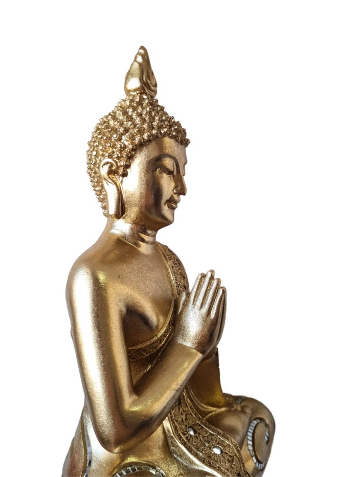 Estátua de Buda tailandês pintura especial dourada com espelhos 36cm